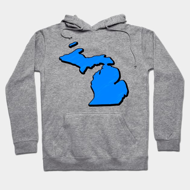 Bright Blue Michigan Outline Hoodie by Mookle